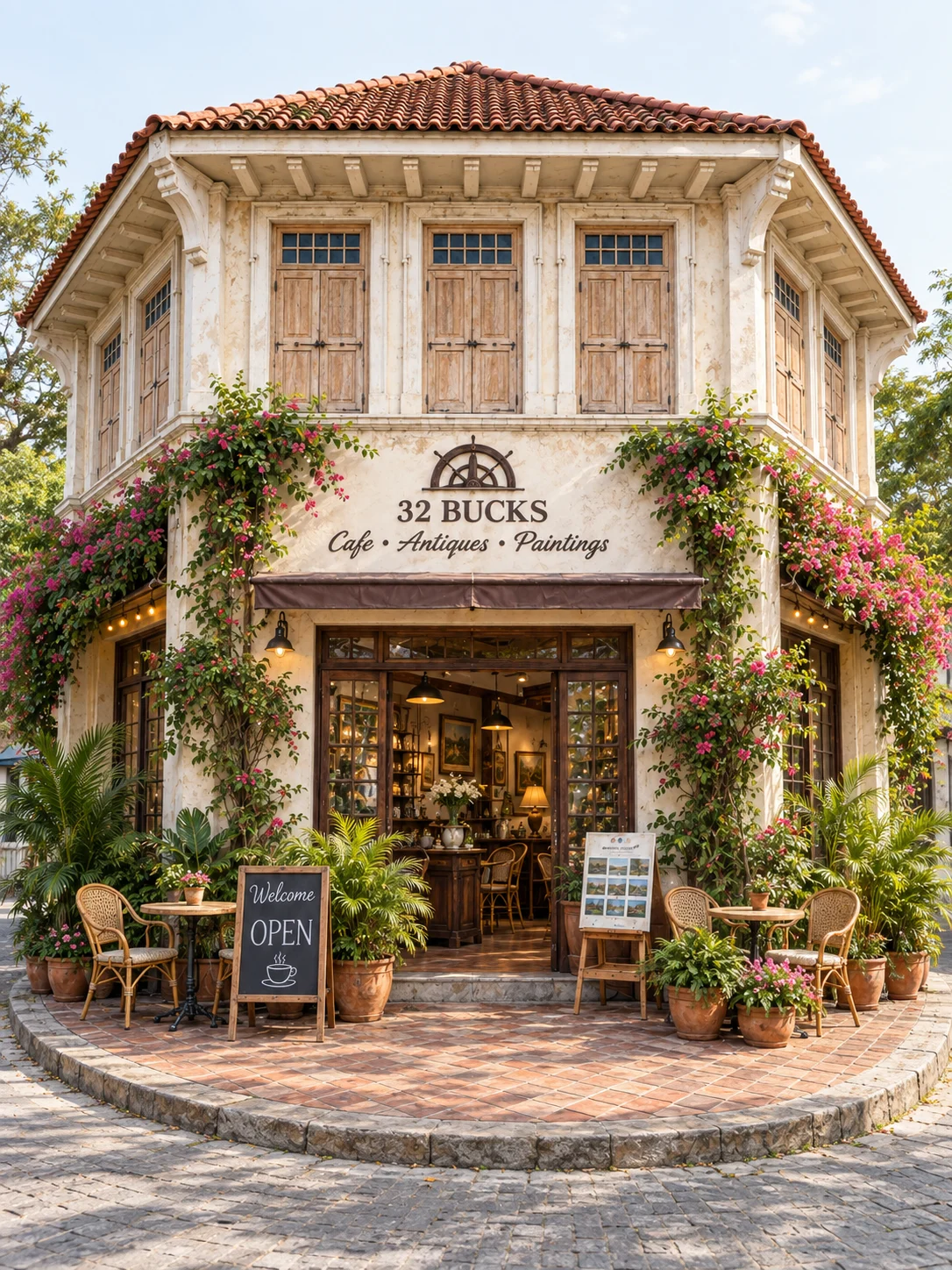 Photorealistic visualization of 32 Bucks Cafe’s heritage facade